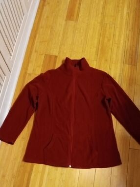 Hibelle Women's Brick/Burgundy Full-Zip Utility Jacket. Size Large